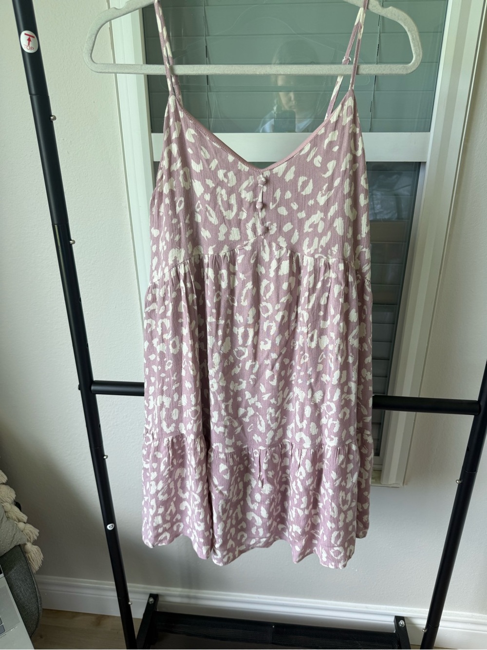 Savanna Jane Dusty Mauve Leopard Print Tiered Dress